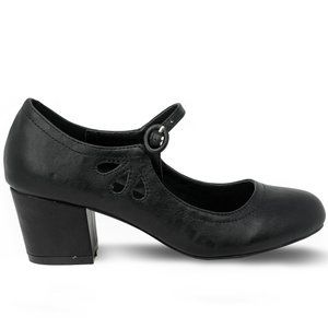 Chase & Chloe Minny-21 Women's Round Toe Pierced Mid Heel Mary Jane Styl…